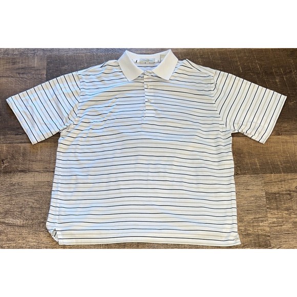 Peter Millar Striped Polo Short Sleeve Shirt  Medium Golf Athletic Men M Golfer - Picture 9 of 14